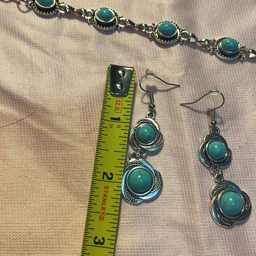 🎁faux Turquoise Anklet and earrings .NWOT - Picture 7 of 8